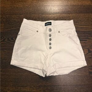 Express High Waist White Denim Shorts